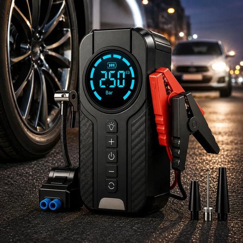 Auxiliar de partida compressor de ar portatil para carro 12v