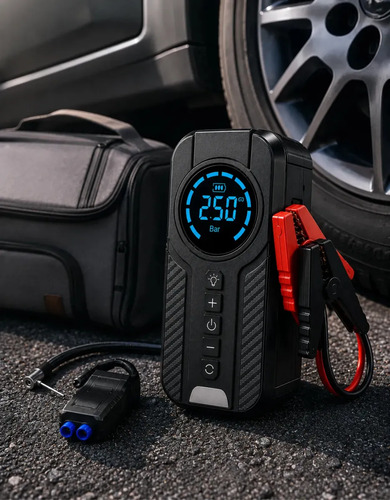 Auxiliar de partida para carro compressor de ar portatil 12v