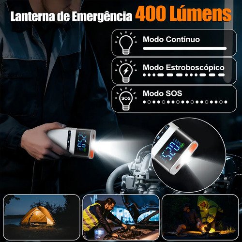 Auxiliar de Partida Vigomot para Carro com Compressor de Ar e Power Bank