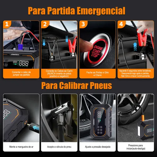 Auxiliar Partida Bateria Compressor Ar Automotivo Vigomot