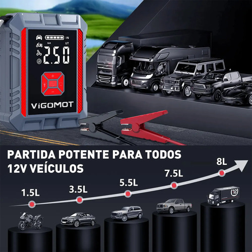 Auxiliar Partida Bateria Emergência 9000a Compressor Ar