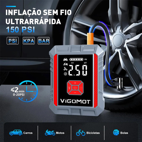 Auxiliar Partida Bateria Emergência 9000a Compressor Ar