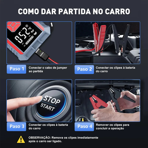 Auxiliar Partida Bateria Emergência 9000a Compressor Ar