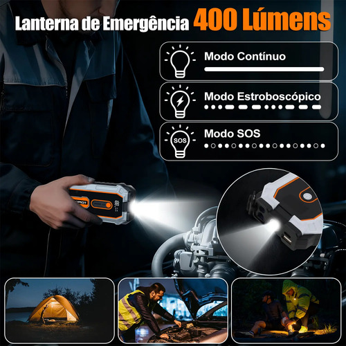 Auxiliar Partida Bateria Portátil 1200a Carro Moto