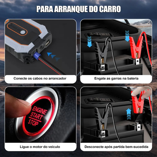 Auxiliar Partida Bateria Portátil 1200a Carro Moto