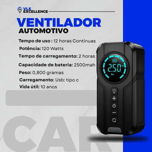 Auxiliar Partida Bateria Portátil Compressor Ar Emergência