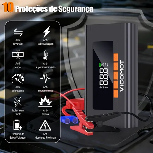 Auxiliar Partida Bateria Portátil Rápido Para Carro Moto