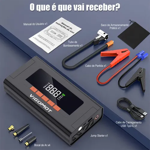 Auxiliar Partida Bateria Portátil Rápido Para Carro Moto