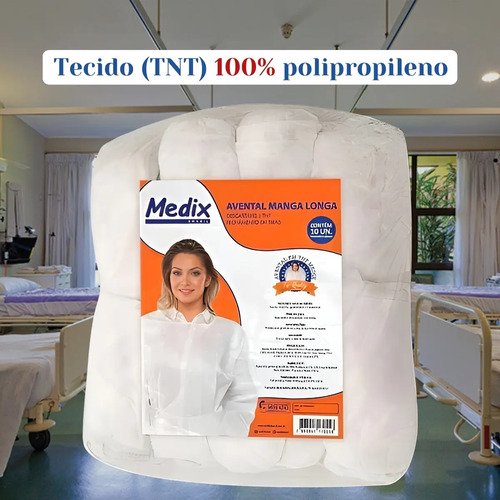 Avental Descartável 16g Pacote 10 Unidades Medix Manga Longa