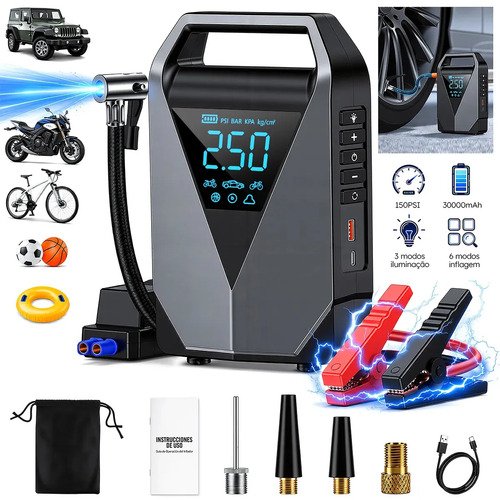 Aweshine compressor de ar portatil 150psi automotivo com aux