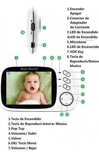 Baba Eletrônica Baby Monitor Vb603 Visão Noturna Dual Audio Cor Branco Estary Shop