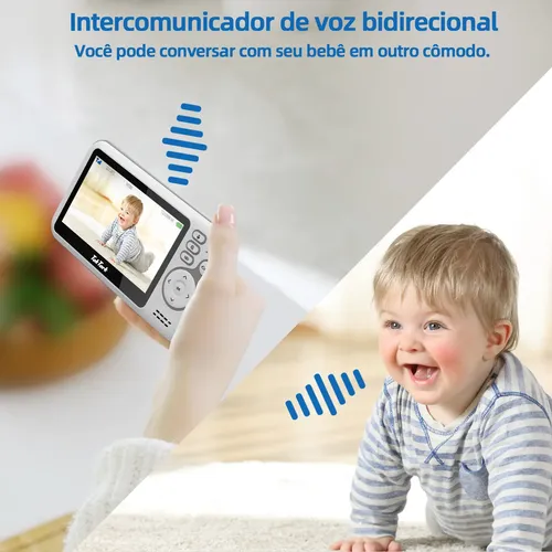 Babá Eletrônica Com Monitor Do Bebê Taktark Bm812 Zoom 3x