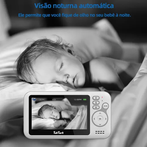 Babá Eletrônica Com Monitor Do Bebê Taktark Bm812 Zoom 3x