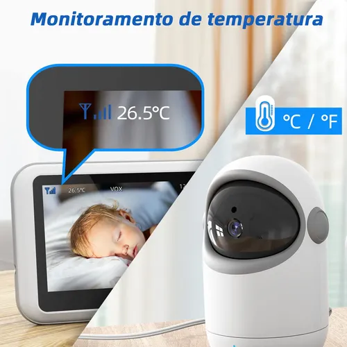 Babá Eletrônica Com Monitor Do Bebê Taktark Bm812 Zoom 3x