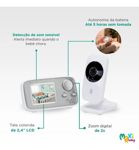 Babá Eletrônica Monitor 2.4 Sem Fio Zoom Baby On Maxi Baby