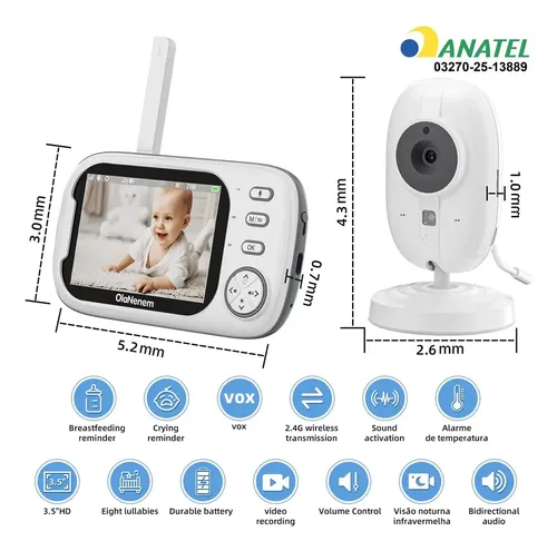 Baba Eletronica Sem Internet 3.5 Monitor Transmissão 300m