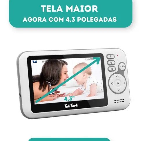 Babá Eletrônica TakTark BM612 Câmera Visão Noturna Zoom 3x Tela 4,3"
