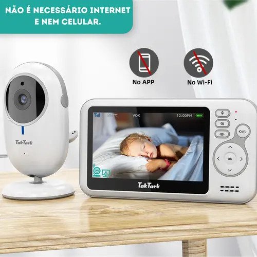 Babá Eletrônica TakTark BM612 Câmera Visão Noturna Zoom 3x Tela 4,3"