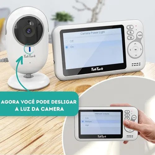 Babá Eletrônica TakTark BM612 Câmera Visão Noturna Zoom 3x Tela 4,3"