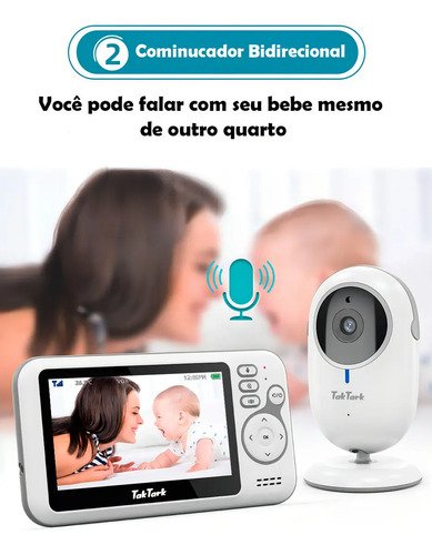 Babá Eletrônica TakTark BM612 Câmera Visão Noturna Zoom 3x Tela 4,3"