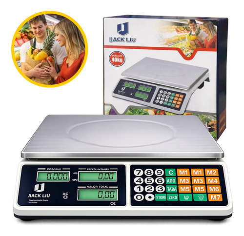 Balanca comercial 40kg digital display duplo bateria hw