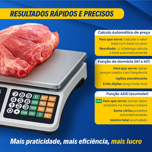 Balança Comercial 40kg Digital Display Duplo Bateria Hw
