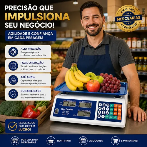 Balança Comercial Digital 40kg Bivolt Profissional