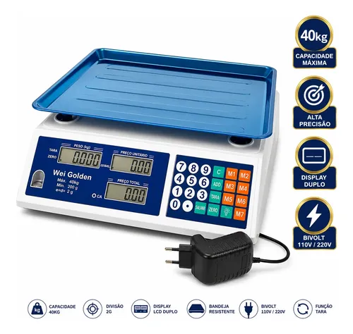 Balança Comercial Digital 40kg Bivolt Profissional