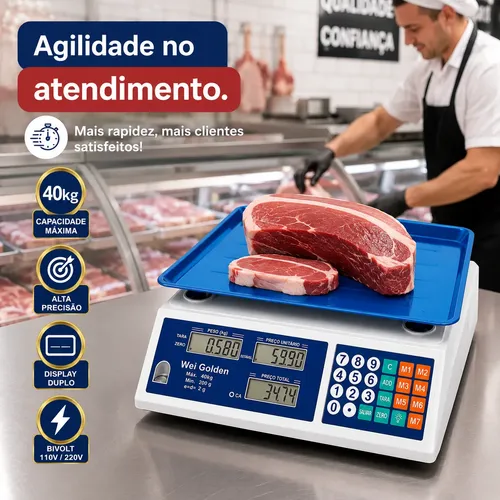 Balança Comercial Digital 40kg Bivolt Profissional