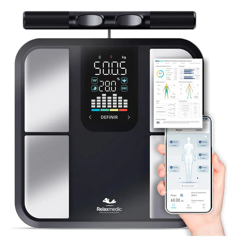 Balanca de bioimpedancia 8 sensores relaxmedic digital preto