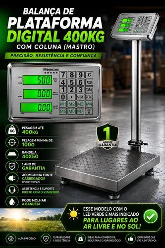 Balança De Plataforma Digital 400kg C/c 40x50 + Garantia