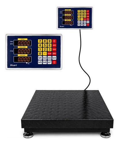 Balança De Plataforma Digital Suporta 200kg Com Base Antiderrapante Resistente 40x30cm C/ Visor Led Portátil Bivolt 110v 127v 220v - Bateria Integrada - Traduzida Em Português - Cor Cinza - Stuart