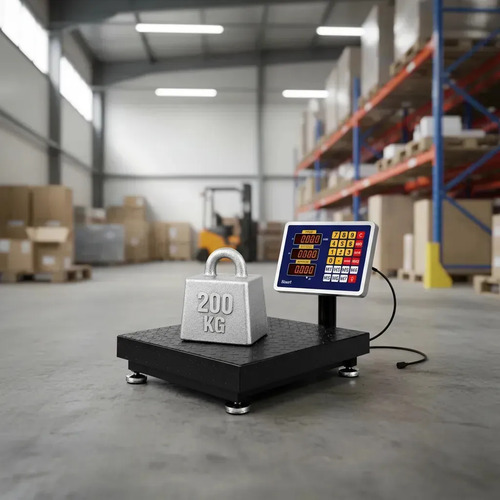 Balança De Plataforma Digital Suporta 200kg Com Base Antiderrapante Resistente 40x30cm C/ Visor Led Portátil Bivolt 110v 127v 220v - Bateria Integrada - Traduzida Em Português - Cor Cinza - Stuart