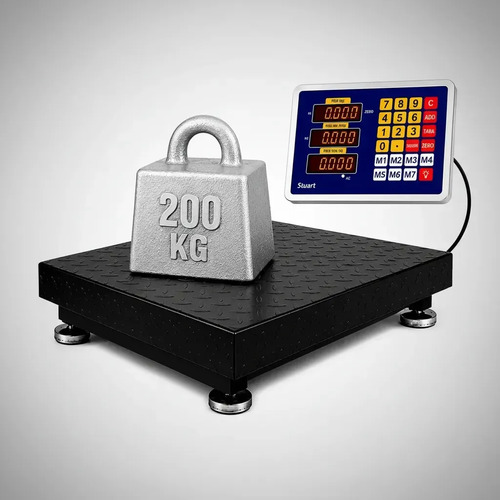 Balança De Plataforma Digital Suporta 200kg Com Base Antiderrapante Resistente 40x30cm C/ Visor Led Portátil Bivolt 110v 127v 220v - Bateria Integrada - Traduzida Em Português - Cor Cinza - Stuart