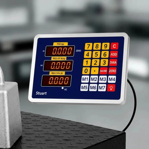 Balança De Plataforma Digital Suporta 200kg Com Base Antiderrapante Resistente 40x30cm C/ Visor Led Portátil Bivolt 110v 127v 220v - Bateria Integrada - Traduzida Em Português - Cor Cinza - Stuart