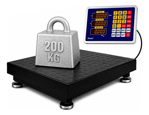 Balança De Plataforma Digital Suporta 200kg Com Base Antiderrapante Resistente 40x30cm C/ Visor Led Portátil Bivolt 110v 127v 220v - Bateria Integrada - Traduzida Em Português - Cor Cinza - Stuart