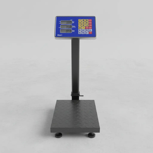 Balança De Plataforma Digital Suporta 200kg Com Coluna E Base Antiderrapante Resistente 40x30cm C/ Visor Led Bivolt 110v 127v 220v - Bateria Integrada - Traduzida Em Português - Cor Cinza - Stuart