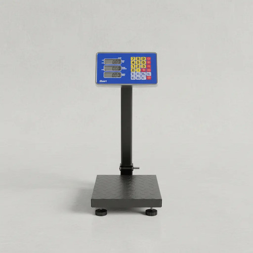 Balança De Plataforma Digital Suporta 200kg Com Coluna E Base Antiderrapante Resistente 40x30cm C/ Visor Led Bivolt 110v 127v 220v - Bateria Integrada - Traduzida Em Português - Cor Cinza - Stuart