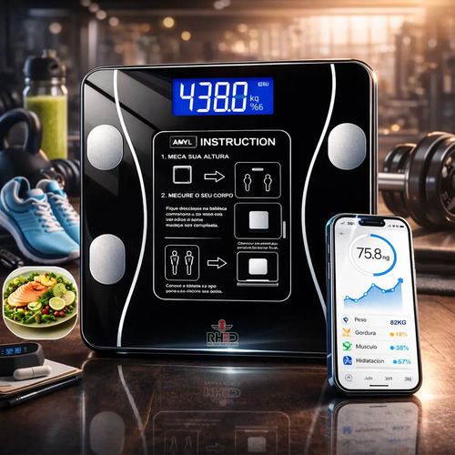 Balanca digital bioimpedancia profissional smart imc 180kg b