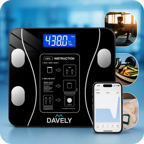 Balanca digital corporal bioimpedancia davely bluetooth para