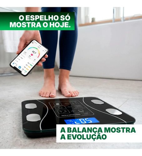 Balança Digital Corporal Bioimpedância Pholex Com Aplicativo Bluetooth Android e iOS Vidro Temperado Alta Capacidade Balança Academia Personal Banheiro Homologada Anatel