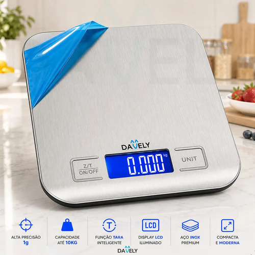 Balanca digital cozinha eletronica touch 10kg inox display l