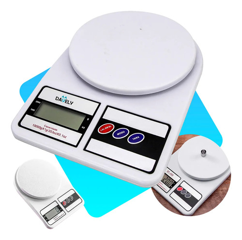 Balança Digital De Precisão 10kg Davely Cook Cozinha Para Uso Domestico E Profissional Fitness Ideal Para Dietas Treinos Alimentos Confeitaria Nutrição Branco