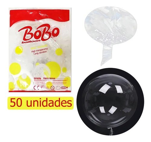 Balão Bubble Bolha 24 Polegadas Transparente Kit Com 50 Unid
