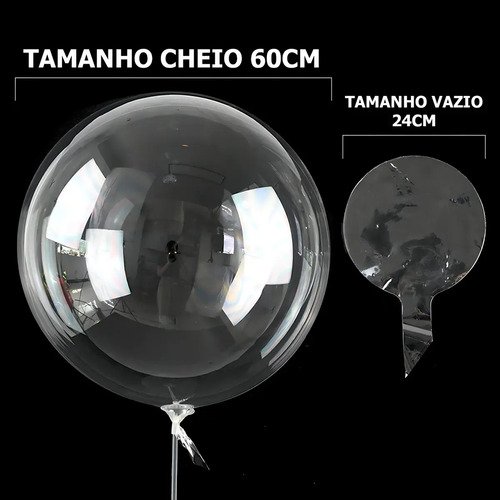 Balão Bubble Bolha 24 Polegadas Transparente Kit Com 50 Unid