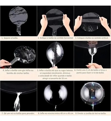 Balão Bubble Bolha 24 Polegadas Transparente Kit Com 50 Unid