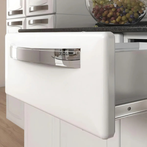 Balcão de Cozinha Itatiaia Aço 3 Portas 1 Gaveta Com Tampo de 105 CM Modelo Rose Branco Neve