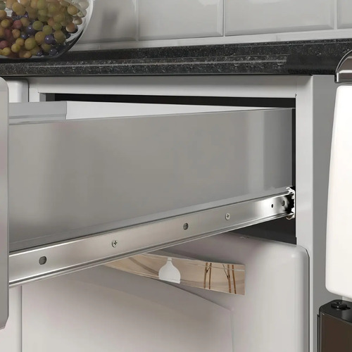 Balcão de Cozinha Itatiaia Aço 3 Portas 1 Gaveta Com Tampo de 105 CM Modelo Rose Branco Neve