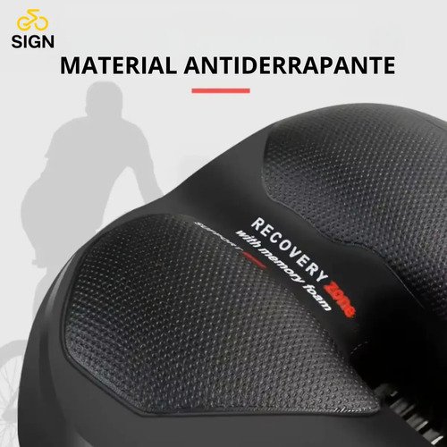 Banco Bike Selim Grande Para Bicicleta Super Comfort Molas Vazado Gel Tech Com Refletor Spinning Mtb Confortável Resistente Cor Preto Sign
