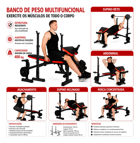 Banco De Supino Academia Em Casa Ginastica Esportes Exercit